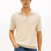 Short-Sleeve Waffled Sweater Polo