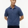 Short-Sleeve Waffled Sweater Polo