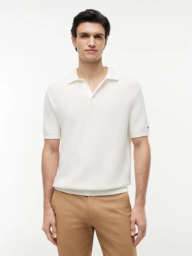 Short-Sleeve Waffled Sweater Polo Short-Sleeve Waffled Sweater Polo