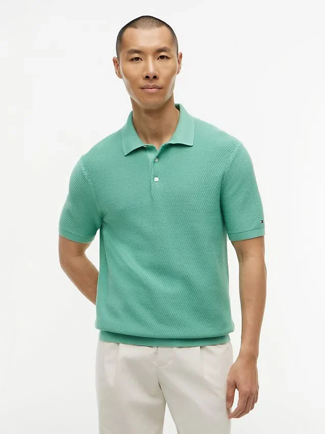 Short-Sleeve Waffled Sweater Polo Short-Sleeve Waffled Sweater Polo
