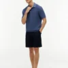 Short-Sleeve Waffled Sweater Polo
