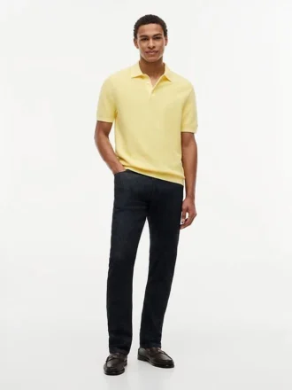 Short-Sleeve Waffled Sweater Polo