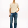 Short-Sleeve Waffled Sweater Polo