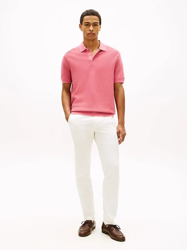 Short-Sleeve Waffled Sweater Polo Short-Sleeve Waffled Sweater Polo