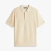 Short-Sleeve Waffled Sweater Polo
