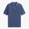 Short-Sleeve Waffled Sweater Polo
