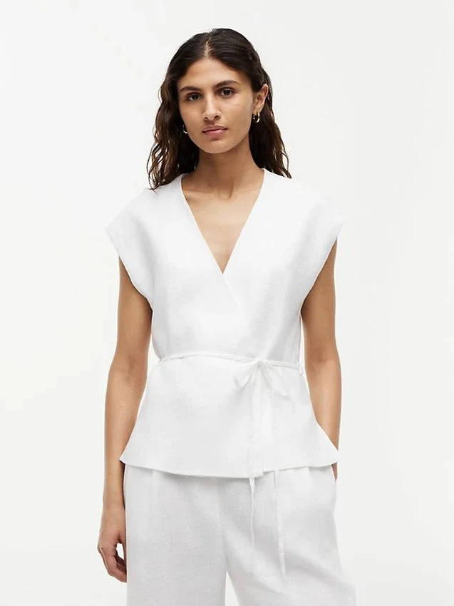 Sleeveless Linen-Blend Wrap Top Sleeveless Linen-Blend Wrap Top