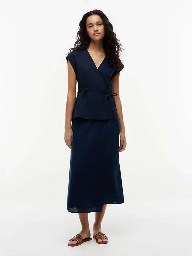 Sleeveless Linen-Blend Wrap Top Sleeveless Linen-Blend Wrap Top