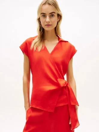 Sleeveless Linen Wrap Top