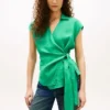 Sleeveless Linen Wrap Top