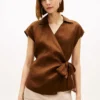 Sleeveless Linen Wrap Top
