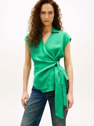 Sleeveless Linen Wrap Top