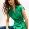 Sleeveless Linen Wrap Top
