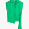 Sleeveless Linen Wrap Top