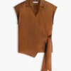 Sleeveless Linen Wrap Top