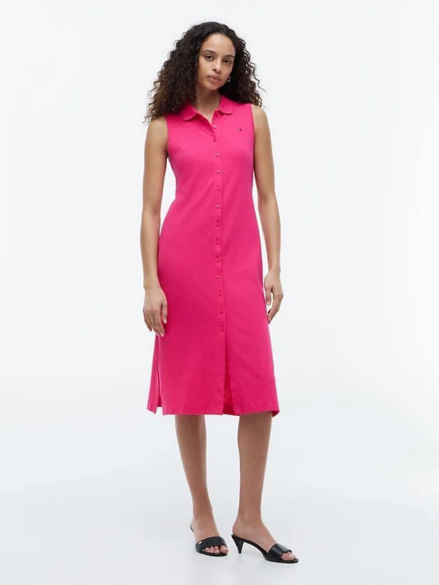 Sleeveless Pique Midi Polo Dress Sleeveless Pique Midi Polo Dress