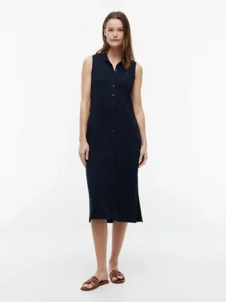 Sleeveless Pique Midi Polo Dress