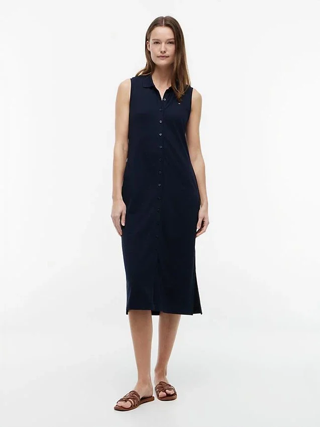 Sleeveless Pique Midi Polo Dress Sleeveless Pique Midi Polo Dress