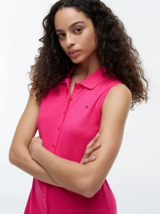 Sleeveless Pique Midi Polo Dress