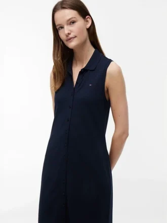 Sleeveless Pique Midi Polo Dress