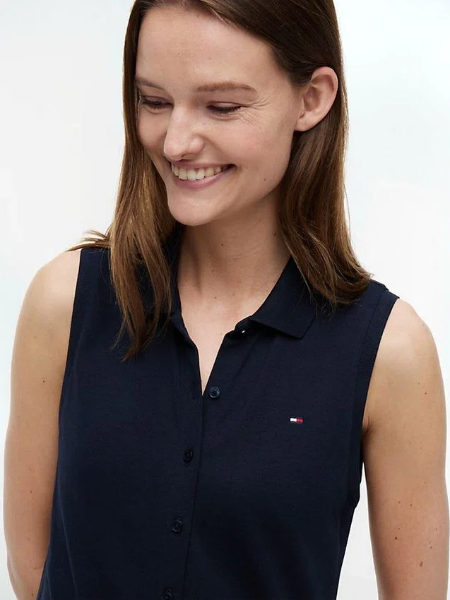Sleeveless Pique Midi Polo Dress Sleeveless Pique Midi Polo Dress
