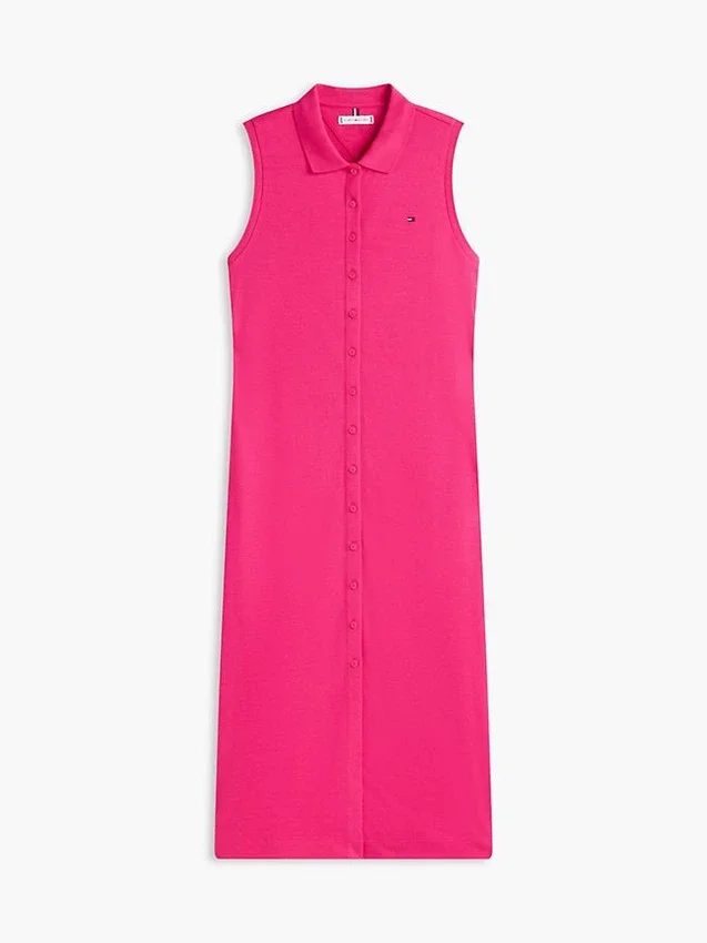 Sleeveless Pique Midi Polo Dress Sleeveless Pique Midi Polo Dress