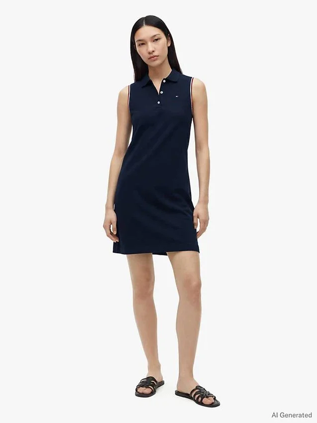Sleeveless Stretch Pique Polo Dress Sleeveless Stretch Pique Polo Dress