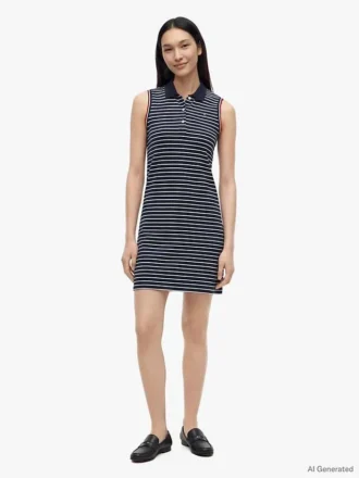 Sleeveless Striped Polo Dress