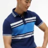 Slim Fit Block Stripe Stretch Pique Polo Slim Fit Block Stripe Stretch Pique Polo