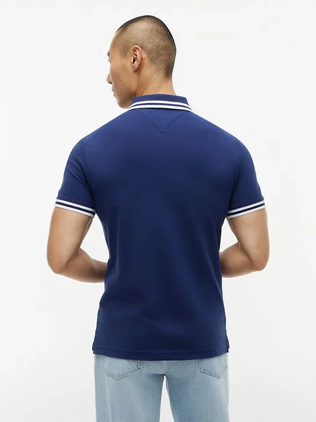 Slim Fit Block Stripe Stretch Pique Polo Slim Fit Block Stripe Stretch Pique Polo