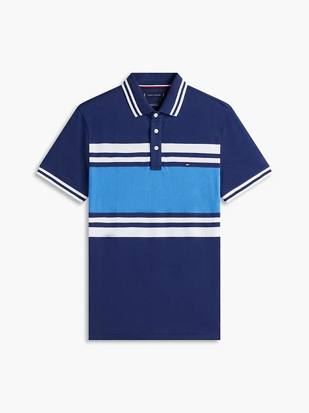 Slim Fit Block Stripe Stretch Pique Polo Slim Fit Block Stripe Stretch Pique Polo