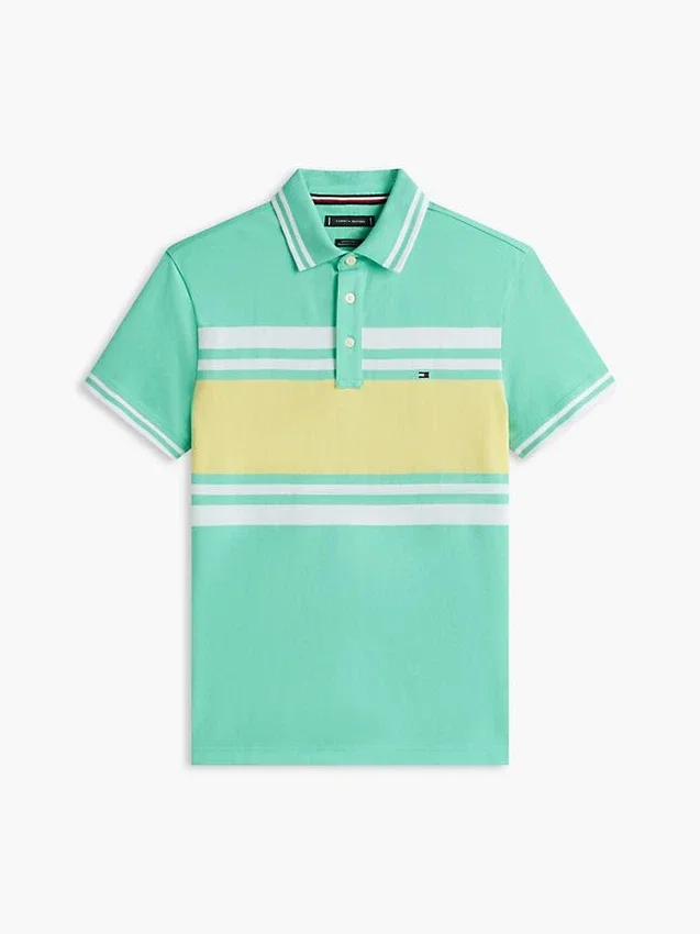 Slim Fit Block Stripe Stretch Pique Polo Slim Fit Block Stripe Stretch Pique Polo