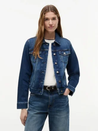 Slim Fit Dark Wash Stretch-Denim Jacket