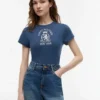 Slim Fit Garment-Dyed Crest Logo T-Shirt