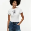 Slim Fit Garment-Dyed Crest Logo T-Shirt