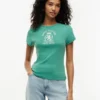 Slim Fit Garment-Dyed Crest Logo T-Shirt