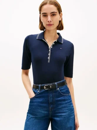 Slim Fit Half-Sleeve Tipped Polo