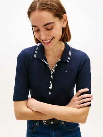 Slim Fit Half-Sleeve Tipped Polo