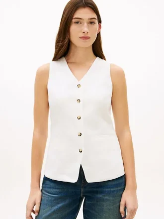 Slim Fit Linen-Blend Vest