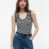 Slim Fit Nautical Gold-Button Tank Top