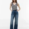 Slim Fit Nautical Gold-Button Tank Top