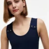 Slim Fit Nautical Gold-Button Tank Top