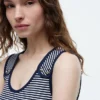 Slim Fit Nautical Gold-Button Tank Top