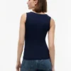 Slim Fit Nautical Gold-Button Tank Top