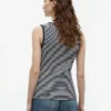 Slim Fit Nautical Gold-Button Tank Top