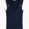 Slim Fit Nautical Gold-Button Tank Top