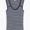 Slim Fit Nautical Gold-Button Tank Top