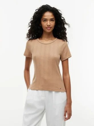 Slim Fit Pointelle Crewneck T-Shirt