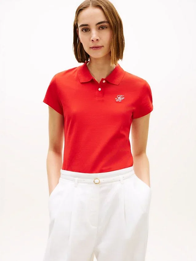 Slim Fit Script Monogram Stretch Polo Slim Fit Script Monogram Stretch Polo