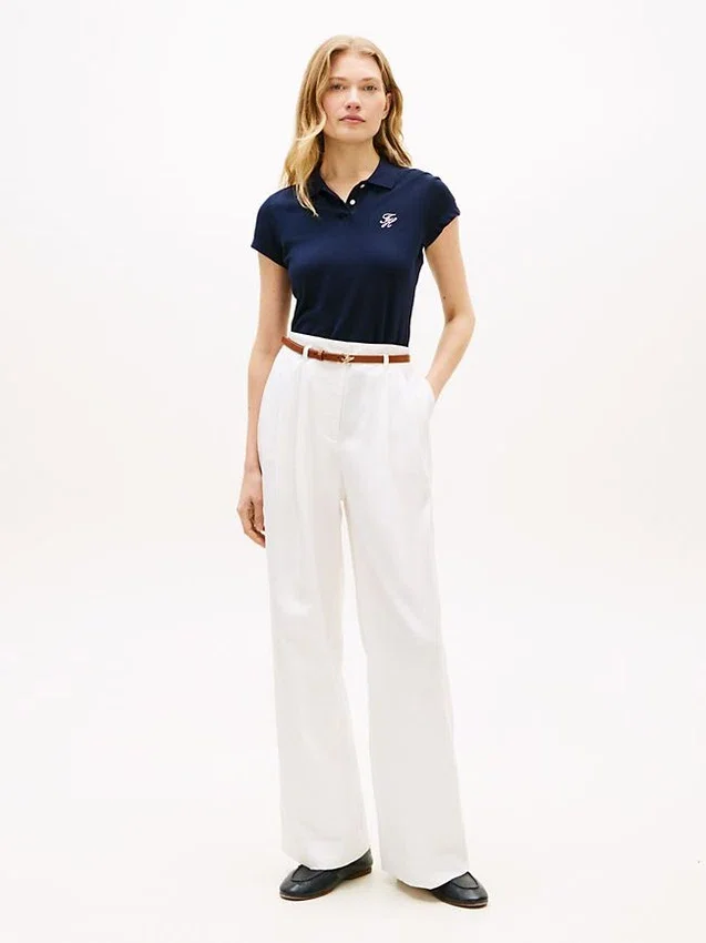 Slim Fit Script Monogram Stretch Polo Slim Fit Script Monogram Stretch Polo
